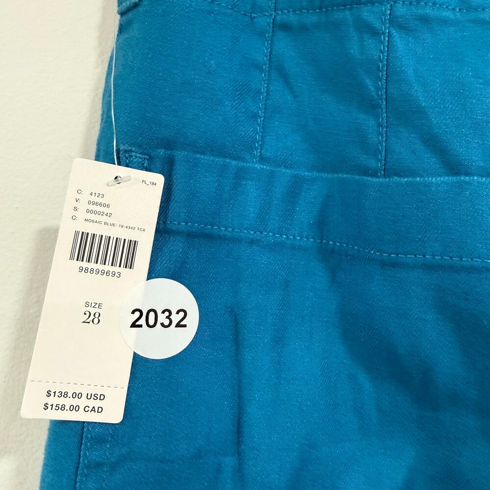 NEW NWT Anthropologie Maeve The Colette Linen Wide Leg Mosaic Blue Pants 28 - Picture 5 of 6